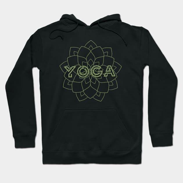 YOGA and LOTUS FLOWER in green Hoodie by Off the Page